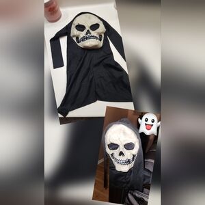 Vintage Easter Unlimited Fun World Grinning Skull Skeleton Shroud Halloween Mask